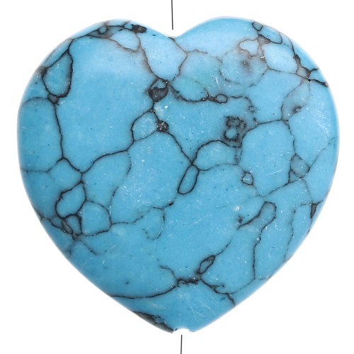 Perla a forma di cuore da 25 mm in imitazione di pietra semipreziosa - Turchese x1