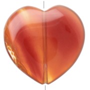 Perla a forma di cuore da 25 mm in pietra semipreziosa - Agata rossa x1