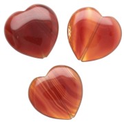 Perla a forma di cuore da 25 mm in pietra semipreziosa - Agata rossa x1