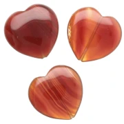 Perla a forma di cuore da 25 mm in pietra semipreziosa - Agata rossa x1
