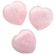 Perla a forma di cuore da 25 mm in pietra semipreziosa - Quarzo rosa x1