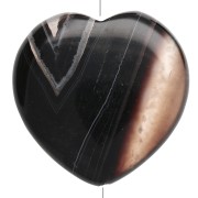 Perla a forma di cuore da 25 mm in pietra semipreziosa - Agata nera x1