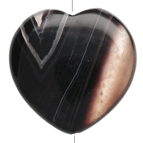 Perla a forma di cuore da 25 mm in pietra semipreziosa - Agata nera x1