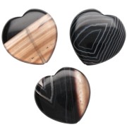 Perla a forma di cuore da 25 mm in pietra semipreziosa - Agata nera x1