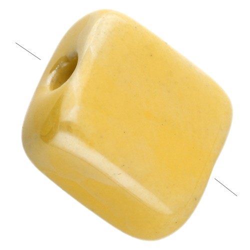 Perla quadrata in ceramica da 10 mm - Gialla x1
