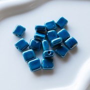 Perla quadrata in ceramica da 10 mm - Sky Blue x1