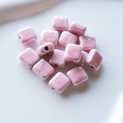 Perla quadrata in ceramica da 10 mm - Baby Pink x1