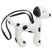Pendente a forma di cane 13x12 cm per borsa - PU - Bianco/Nero x1