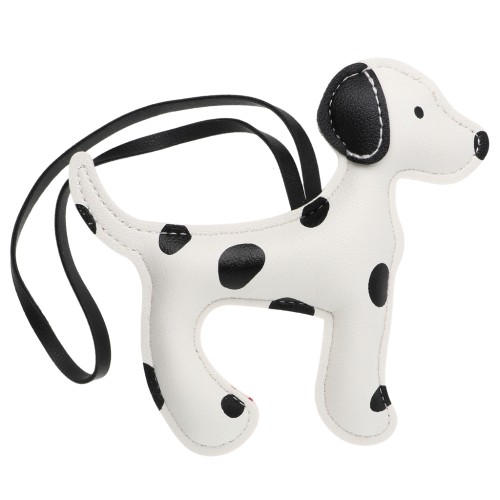 Pendente a forma di cane 13x12 cm per borsa - PU - Bianco/Nero x1