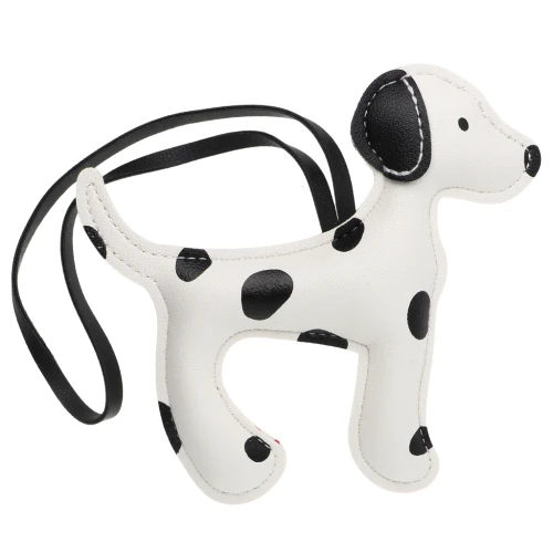 Pendente a forma di cane 13x12 cm per borsa - PU - Bianco/Nero x1