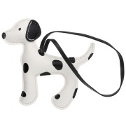 Pendente a forma di cane 13x12 cm per borsa - PU - Bianco/Nero x1