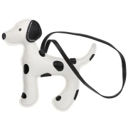 Pendente a forma di cane 13x12 cm per borsa - PU - Bianco/Nero x1