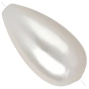Perla a goccia 29,5 x 16 mm, imitazione perla d'acqua dolce - Crema perlata x1