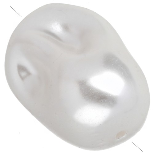 Perla irregolare 26x18 mm, imitazione perla d'acqua dolce - Bianco perlato x1