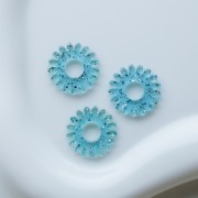 Pendente a forma di margherita da 20 mm in acrilico trasparente - Blu sfumato - Brillantini x1
