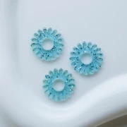 Pendente a forma di margherita da 20 mm in acrilico trasparente - Blu sfumato - Brillantini x1