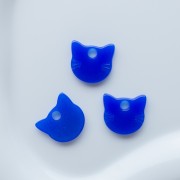 Ciondolo a forma di testa di gatto 14,5x15,5 mm in acrilico trasparente - Blu reale x1