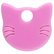 Ciondolo a forma di testa di gatto 14,5x15,5 mm in acrilico opaco - Rosa x1