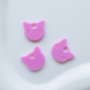 Ciondolo a forma di testa di gatto 14,5x15,5 mm in acrilico opaco - Rosa x1