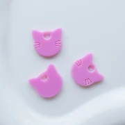 Ciondolo a forma di testa di gatto 14,5x15,5 mm in acrilico opaco - Rosa x1