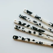 Fermaglio per capelli con foro - Tartaruga - Nero - Beige x1