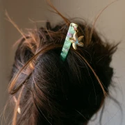 Fermaglio per capelli 170x9 mm con foro - Tartaruga - Verde - Marrone - Beige x1