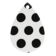 Goccia - Pendente a goccia 22x15 mm in acetato - motivo a pois - Bianco - Nero x1 Pendente a goccia 22x15 mm in acetato - motivo a pois - Bianco - Nero x1