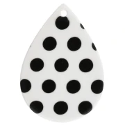 Pendente a goccia 31x22 mm in acetato - motivo a pois - Bianco - Nero x1