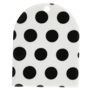 Pendente a forma di arco 25x20 mm in acetato - motivo a pois - Bianco - Nero x1