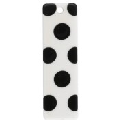 Rettangolo - Pendente rettangolare 27x8 mm in acetato - motivo a pois - Bianco - Nero x1 Pendente rettangolare 27x8 mm in acetato - motivo a pois - Bianco - Nero x1