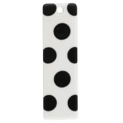 Pendente rettangolare 27x8 mm in acetato - motivo a pois - Bianco - Nero x1