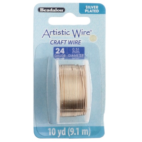 Filo di rame Artistic Wire 0,51 mm - Placcato argento dorato anti-ossidazione x 9,1 m