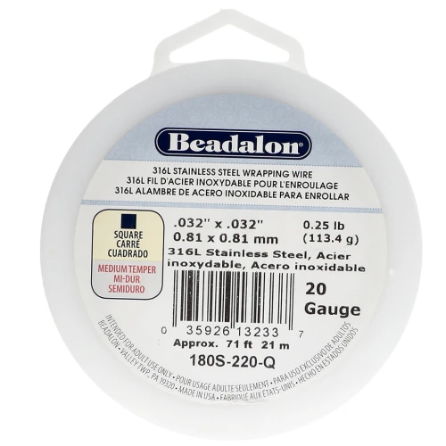 Filo quadrato 0,81 mm - Acciaio inossidabile 316L x 21 m