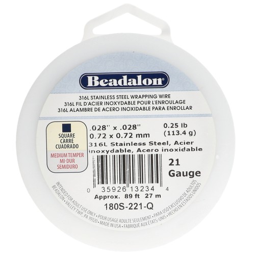 Filo quadrato 0,72 mm - Acciaio inossidabile 316L x 27 m