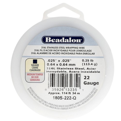 Filo quadrato 0,64 mm - Acciaio inossidabile 316L x 34 m