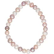 Braccialetto elastico da 17 cm con perle d’acqua dolce naturali 6,5x7 mm - Mix rosa x1