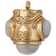 Pendente etnico 18x16 mm con pietre semipreziosi - Dorato con oro fino - Pietra di luna