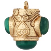 Onice - Pendente etnico 18x16 mm con pietre semipreziose colorate - Dorato con oro fino - Onice verde Pendente etnico 18x16 mm con pietre semipreziose colorate - Dorato con oro fino - Onice verde