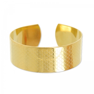 Base per bracciale ottone motivo scaglie di pesce mm.20 dorato con oro fino x1