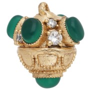 Onice - Pendente etnico 17x16 mm con pietra semipreziosa colorata e zirconi - Dorato con oro fino - Onice verde Pendente etnico 17x16 mm con pietra semipreziosa colorata e zirconi - Dorato con oro fino - Onice verde