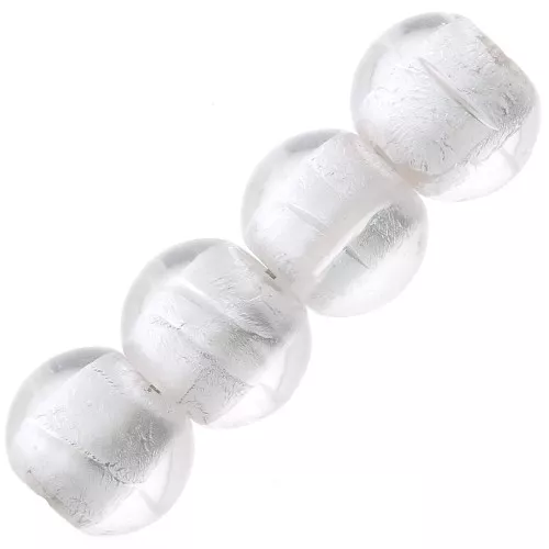 Tonde Foglia Argento mm. 11 Crystal x4
