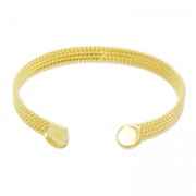 Bracciale in ottone con 1 castone per cabochons rotondo mm.8 Dorato con oro fino  x1|raw }}