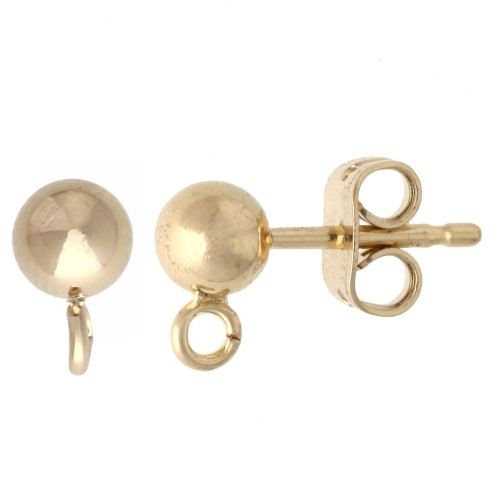 Orecchini perno da 5 mm con anello aperto - Placcati oro da 3 micron x2