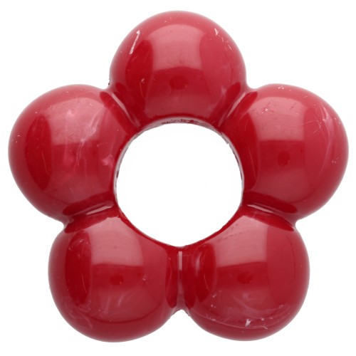 Pendente a forma di fiore da 28 mm con petali a forma di pallina in resina - Effetto marmorizzato rosso x1