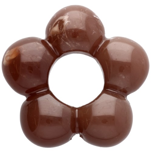 Pendente a forma di fiore da 28 mm con petali a forma di pallina in resina - Marmorizzato marrone x1