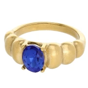 Anello da 8 mm con cabochon in vetro - Misura 54 - Acciaio inossidabile 304 Dorato - Blu