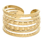 Anello largo decorativo a più fili, regolabile - Taglia da 50 a 60 - Acciaio inossidabile 304 Dorato|raw }}