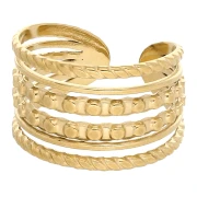 Anello largo decorativo a più fili, regolabile - Taglia da 50 a 60 - Acciaio inossidabile 304 Dorato