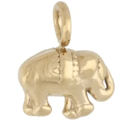 Ciondolo a forma di elefante 10,5x13 mm - Acciaio inossidabile 316 Dorato x1