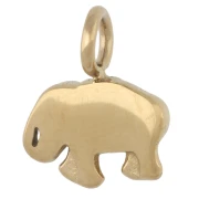 Ciondolo a forma di elefante 10,5x13 mm - Acciaio inossidabile 316 Dorato x1
